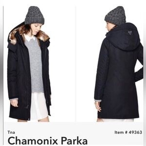 TNA Chamonix Parka XXS – Faux Fur Hood, Fur Lined, Magnetic Snaps, Black Winter